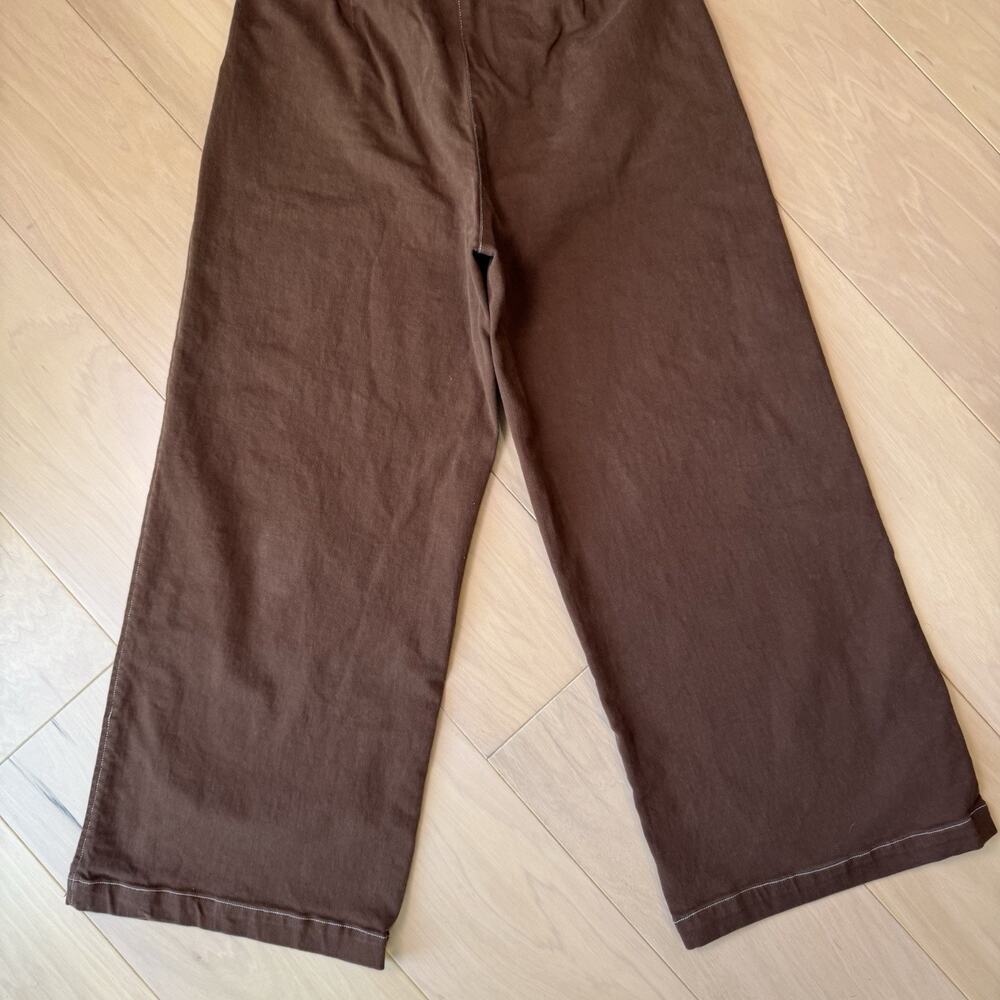 Frnch Paris Wide Leg Pants Women's Medium Brown Cotton Straight Minimalist - Picture 10 of 11